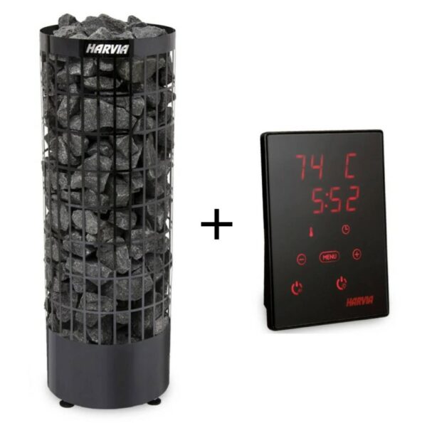 Harvia Cilindro PC XE Black Steel + Harvia Xenio Control Panel.