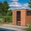 The Auroom Natural Garda Sauna next to a pool.