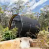 European Outdoor Barrel Sauna with Terrace – Black Edition