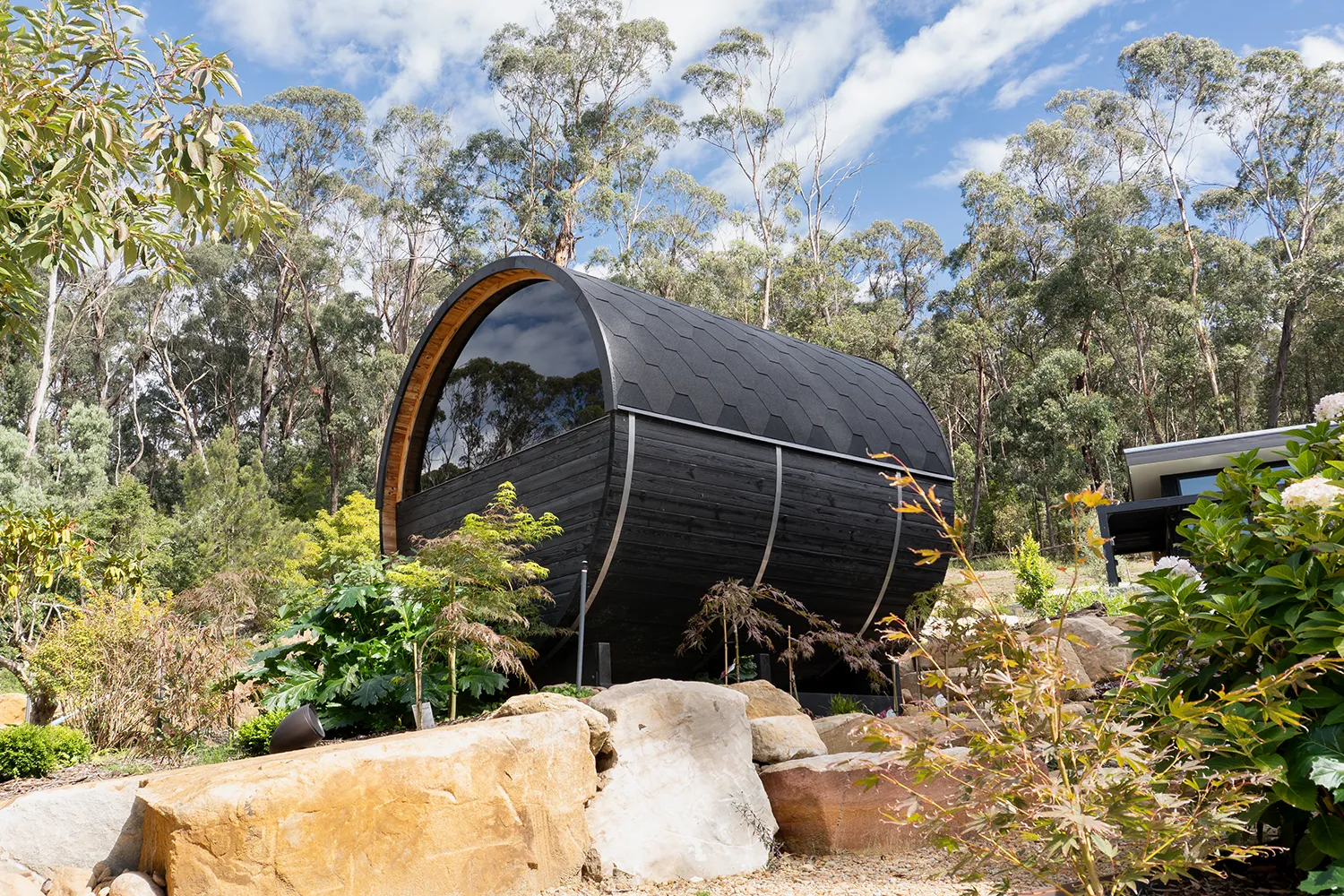 European Outdoor Barrel Sauna with Terrace Black Edition | SDS Australia SDS Australia