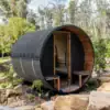 European Outdoor Barrel Sauna with Terrace – Black Edition