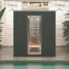 Black Garda sauna with rear window.