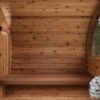 Internal view from benches of natural sauna without terrace