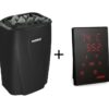 Harvia Moderna VXE Black Electric Sauna Heater and included Harvia Control Panel.