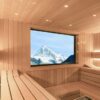 Hemlock Sauna with view of mountains.
