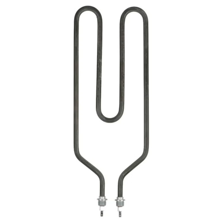 Double U-shaped electric oven heating element with two bolt terminals at the bottom.