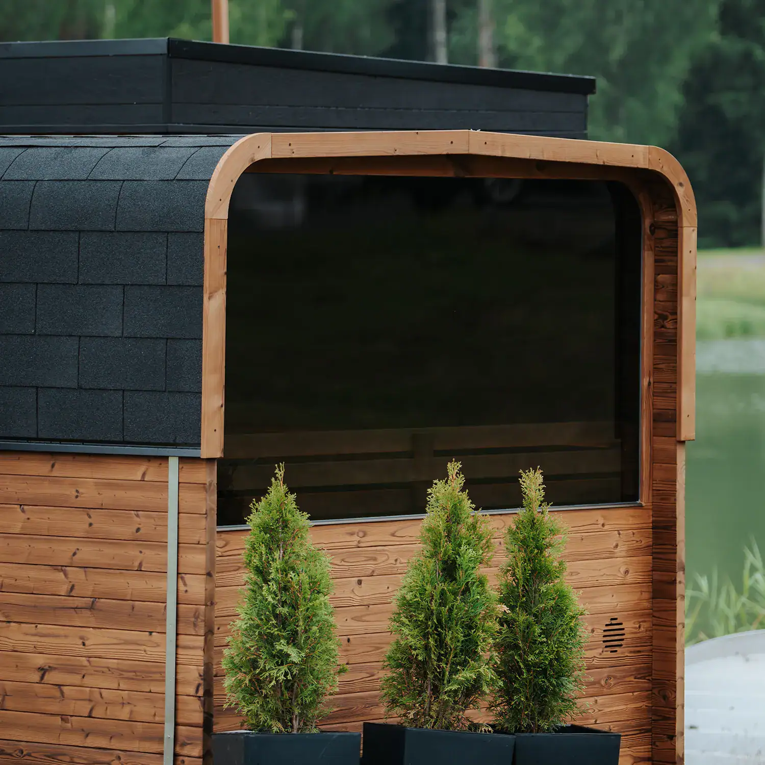 Back of Aura 250 Cube Sauna - with Panoramic Window