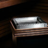 Harvia 'Qube 90' with optional wooden safety railing.