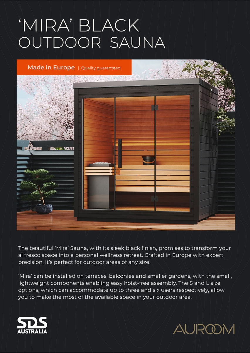 ‘Mira’ Black Outdoor Sauna Product Brochure