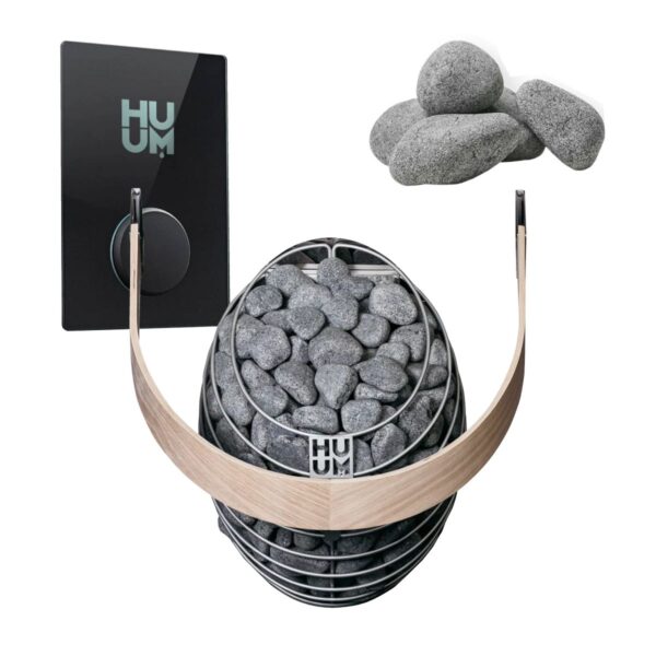 HUUM Drop Electric Sauna Heater Package with Control Panel, Heater and Sauna Rocks.