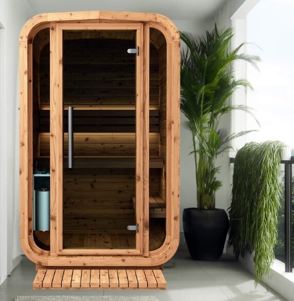 Sola Private Sauna on a terrace.
