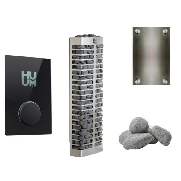 Items in the Huum Steel Mini Sauna Heater Package.