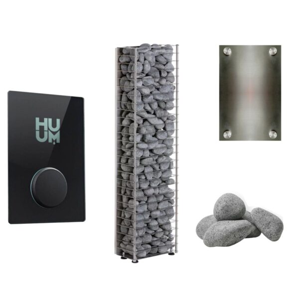 Items in the Huum Cliff Mini Sauna Heater Package.