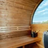 Black Luma Barrel Sauna with Panoramic Window