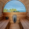 Black Luma Barrel Sauna with Panoramic Window