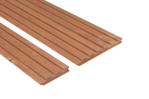 Planks of Thermo Alder Kyte Cladding.