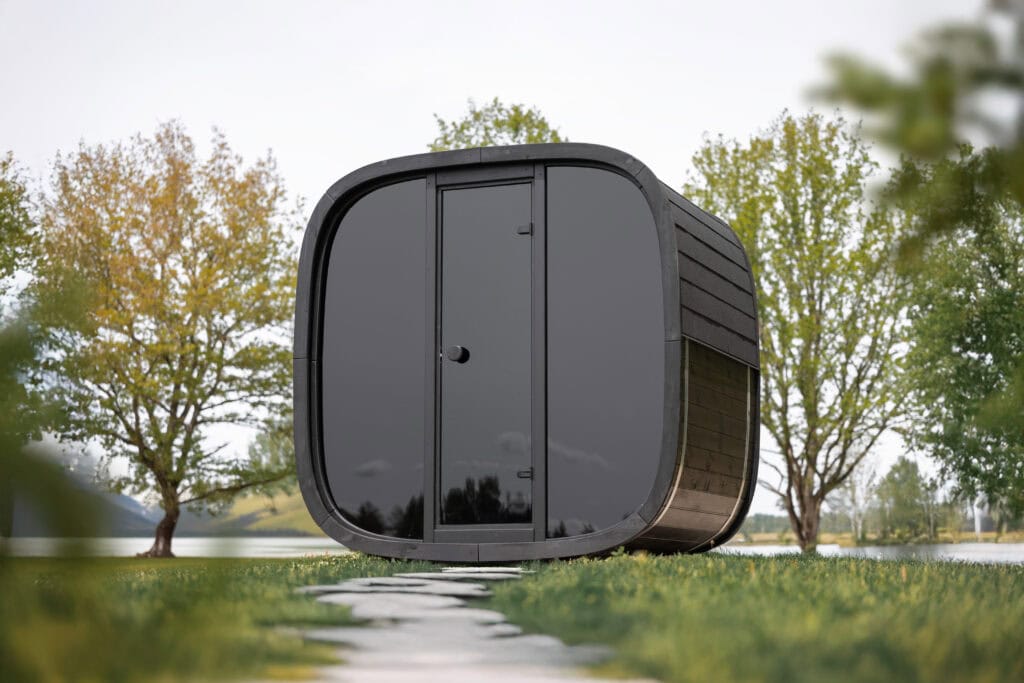 Front of Black Cube Sauna | SDS Australia Front of the Black Cube Sauna