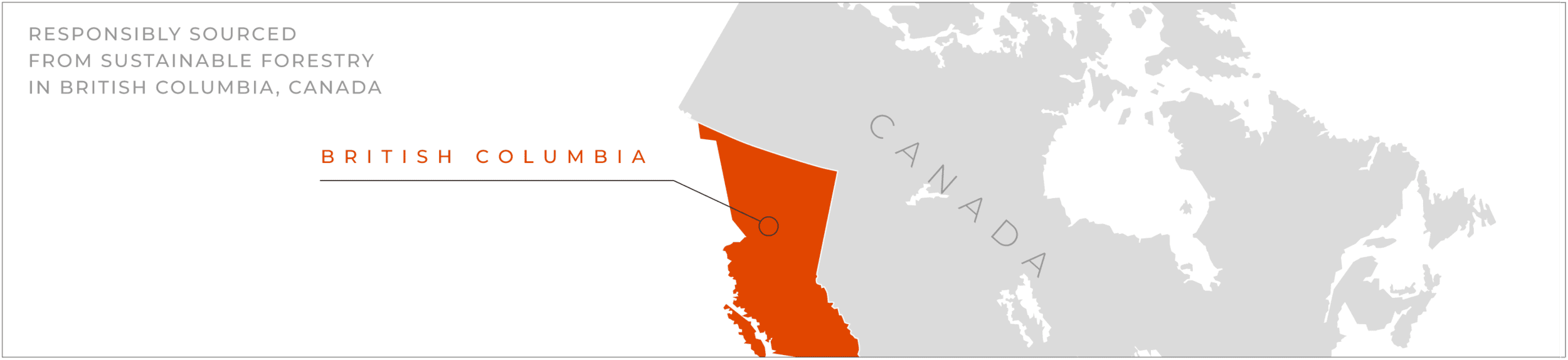 Graphic showing that timber is sourced from sustainable forestry in British Columbia Canada