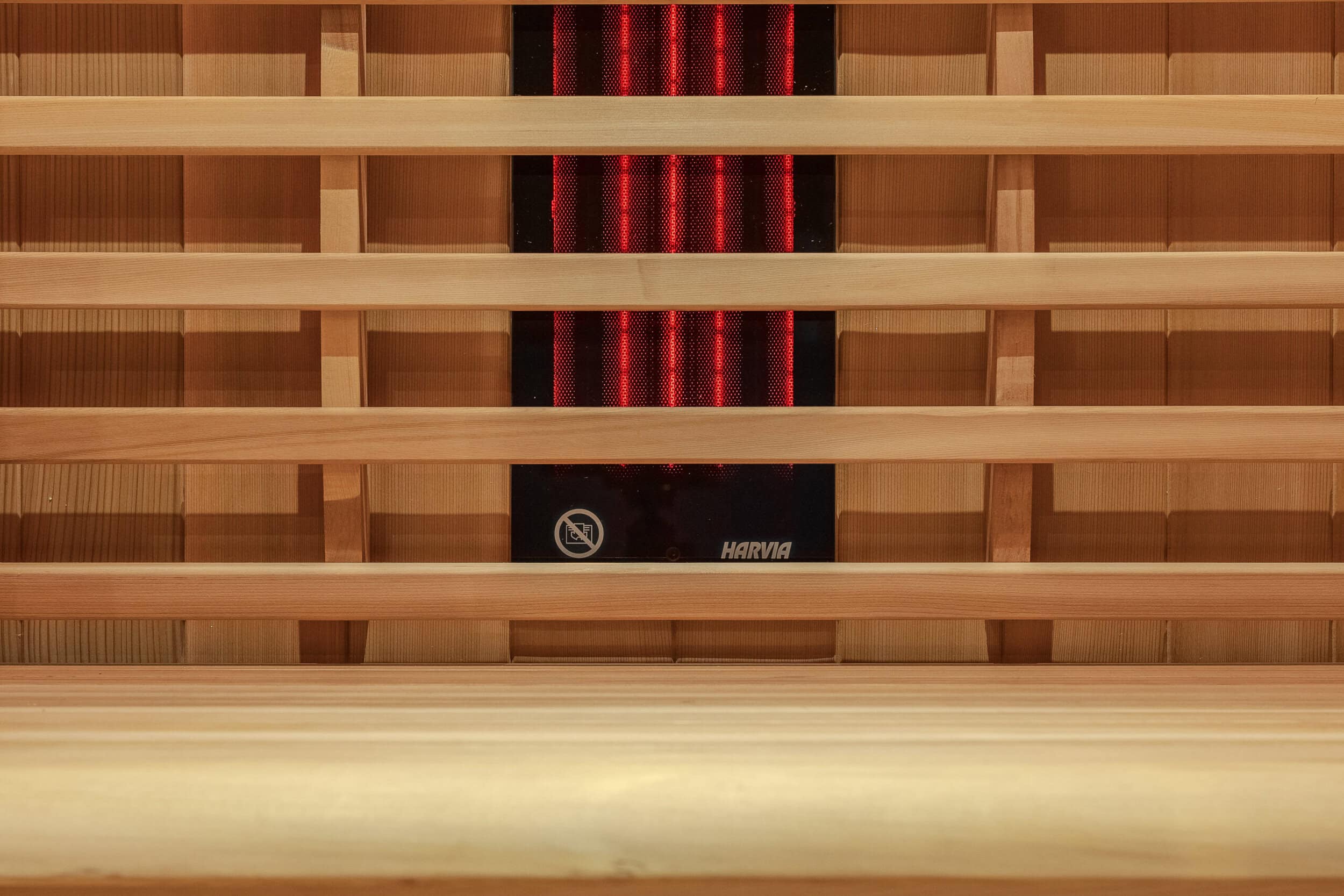 A close up of an infrared panel in the Harvia Onyx Sauna.