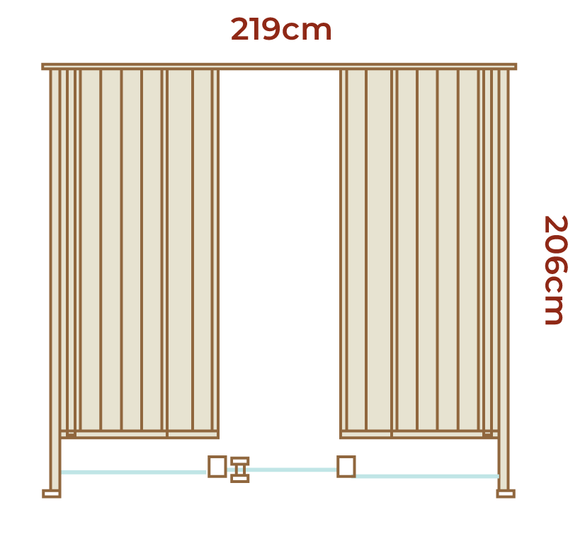 Bench layout for the large Black Cube and large Dice Saunas.