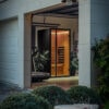 The Harvia Onyx Infrared Sauna in a garage.