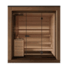 Aera Outdoor Sauna with Straight Benches.