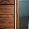 A detailed image of the Aera Outdoor Sauna's timber.