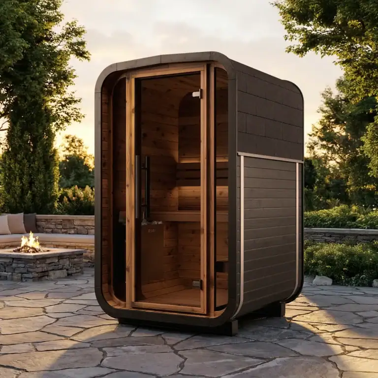 The Black Sola 140 Outdoor Sauna.