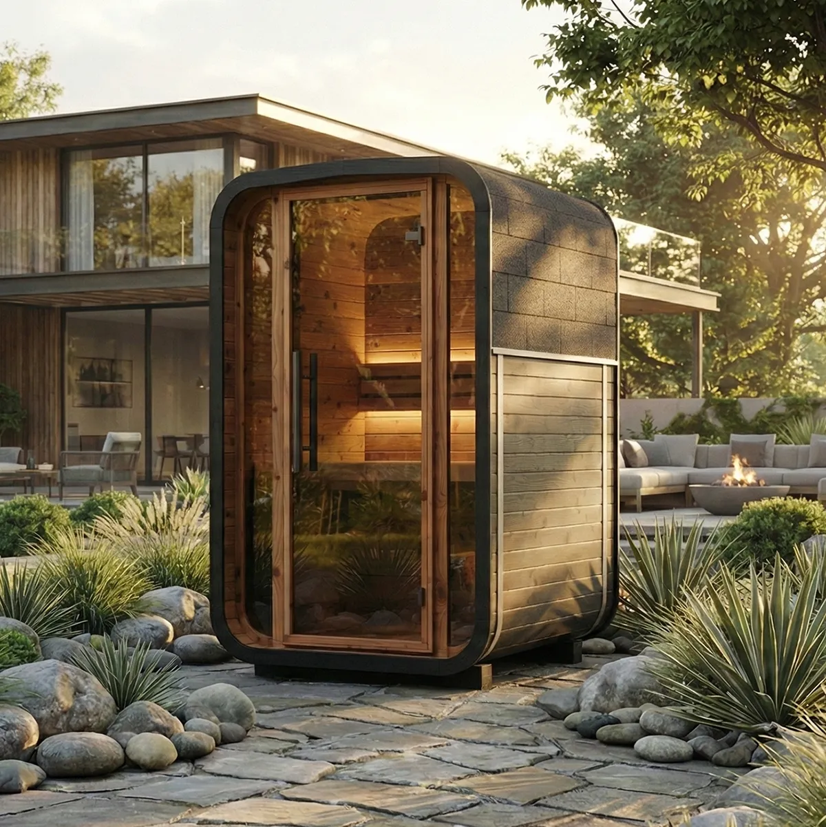 The Black Sola 140 Outdoor Sauna.