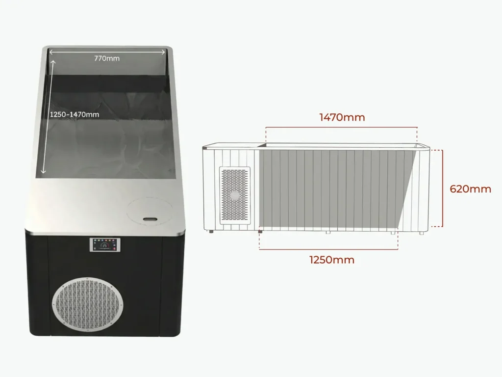 Eira Ice Bath Black - Internal Dimensions