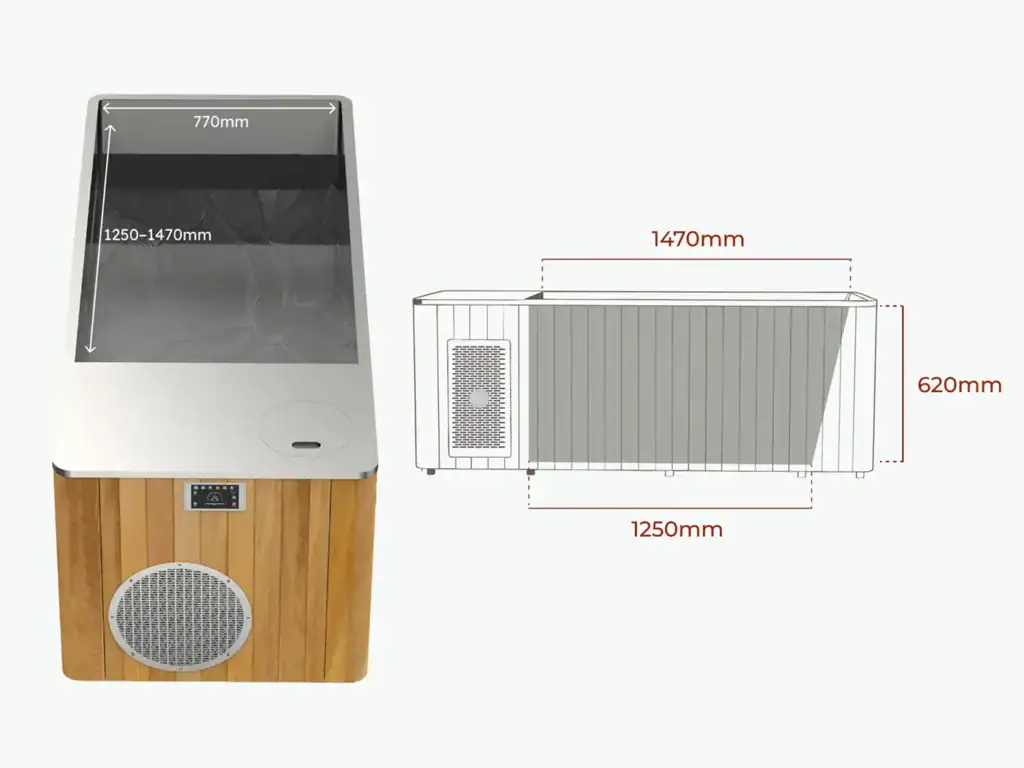 Eira Ice Bath Natural - Internal Dimensions