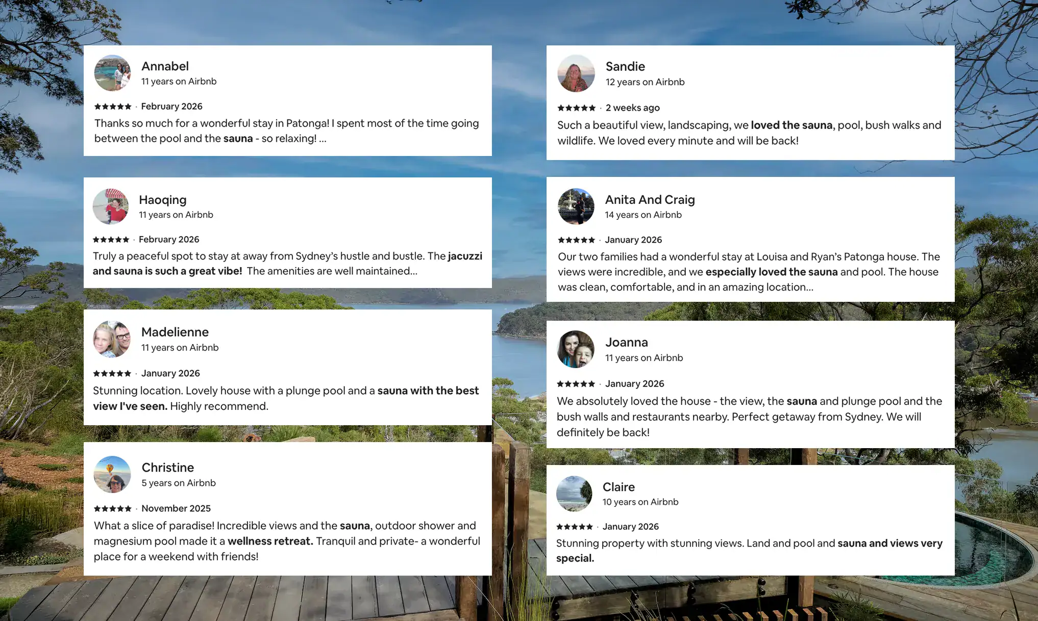 Patonga House Airbnb   Sauna Reviews