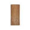 Vertical wooden plank with visible grain on a white background, edge slightly roughened at bottom.